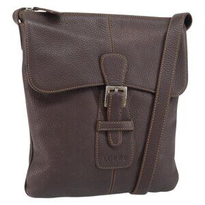 Authentic LOEWE Shoulder Bag Leather Silver Brown